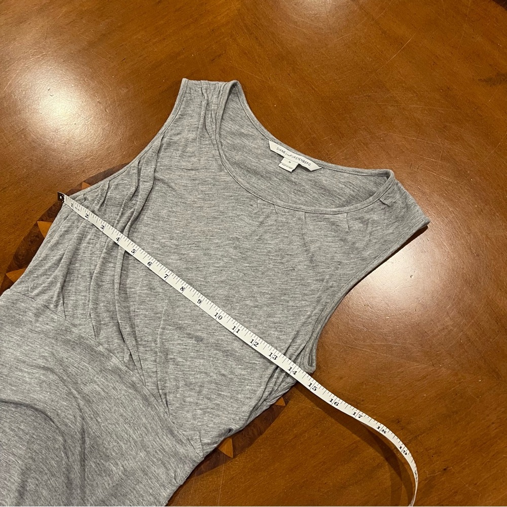 DVF Diane Von Furtenberg Angelina Ruched Jersey Dress Gray Medium Draped Mini - Picture 10 of 16